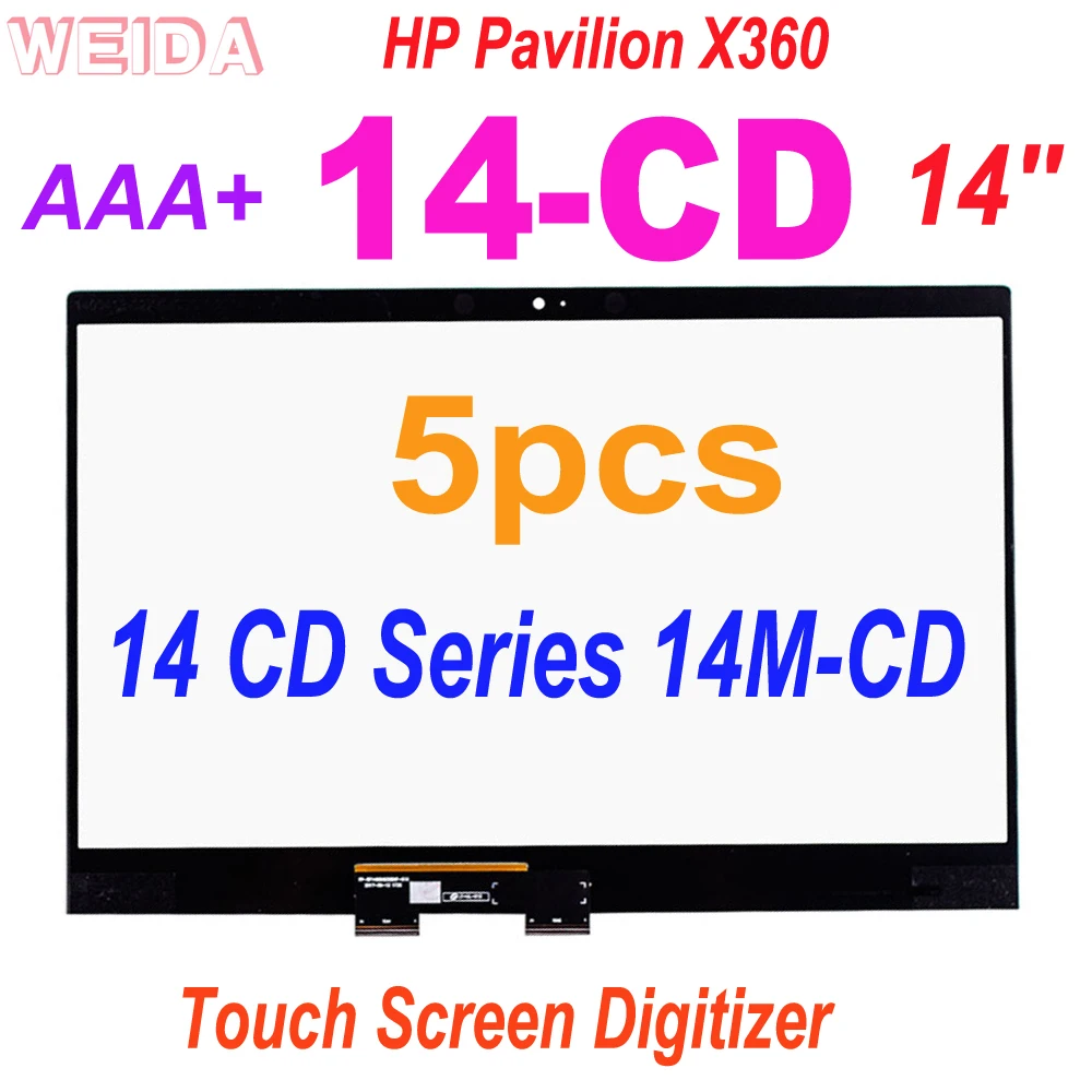 Digitalizador táctil para ordenadores portátiles HP Pavilion X360 14-CD 14CD 14 CD Series, digitalizador de pantalla táctil de 14m-CD, Panel de repuesto de 14 ", 5 unidades