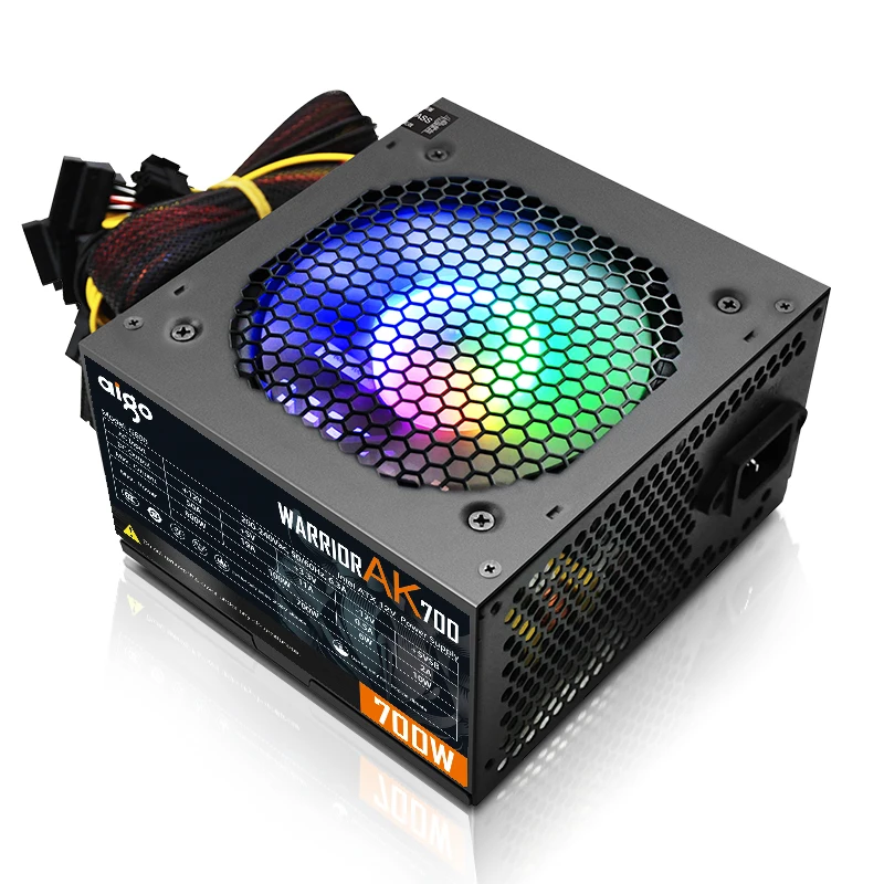 Aigo Fonte 500W 600W 700W 800W 1000W fuente de alimentación DIY Gaming 120mm RGB ventilador ATX PC ordenador de escritorio fuente de alimentación PSU para 7800x3d - imagen 5