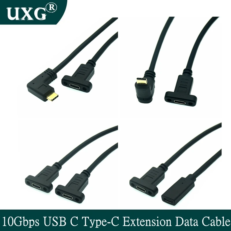 Cable de extensión macho a hembra, adaptador de Cable con agujero de tornillo de montaje en Panel, 10gbps, 4K, HD, USB C, USB3.1, tipo C, 100W, PD, QC 4,0