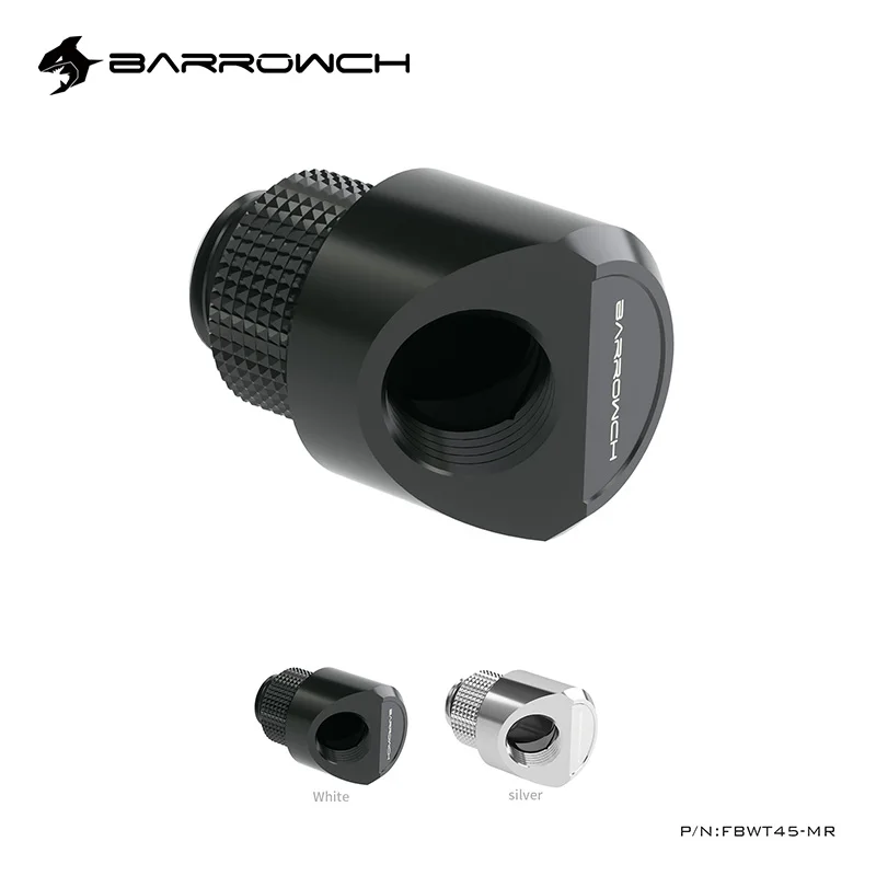 BARROWCH-accesorios giratorios G1/4 ", 45 grados, 360, conector necesario de construcción de refrigeración por agua para ordenador, negro, plata, FBWT45-MR