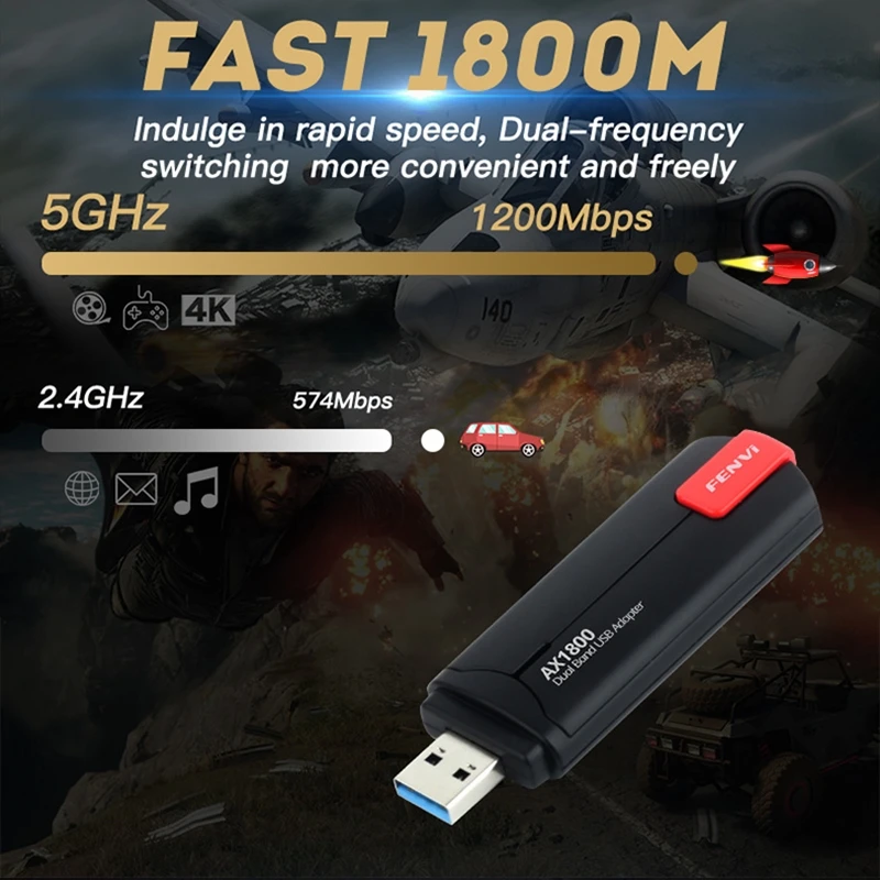 Fvi Adaptador WiFi 6 AX1800 USB 3.0 – Dongle Windows 10/11 - imagen 2