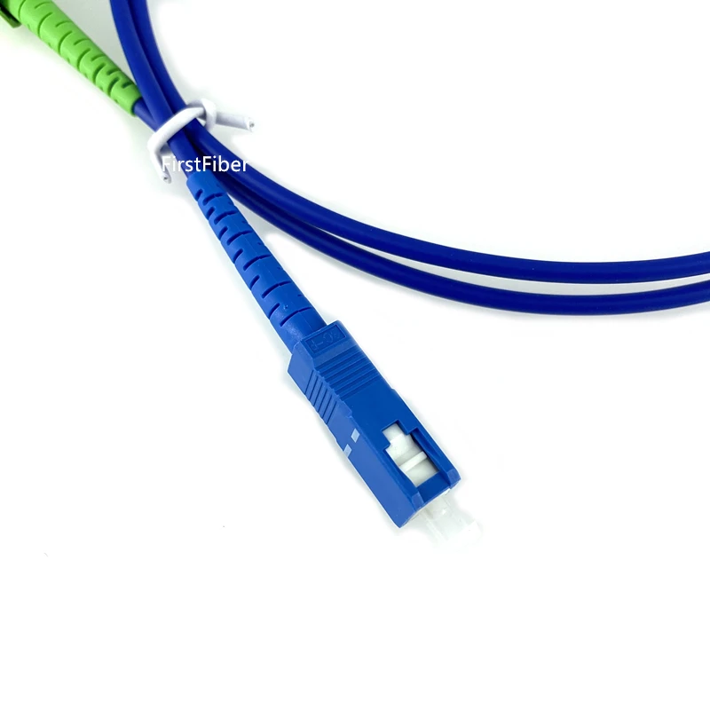Cable de parche blindado SC APC a SC UPC, Cable de parche de fibra azul SC, puente óptico Simplex, PVC de modo único, 1m - imagen 3