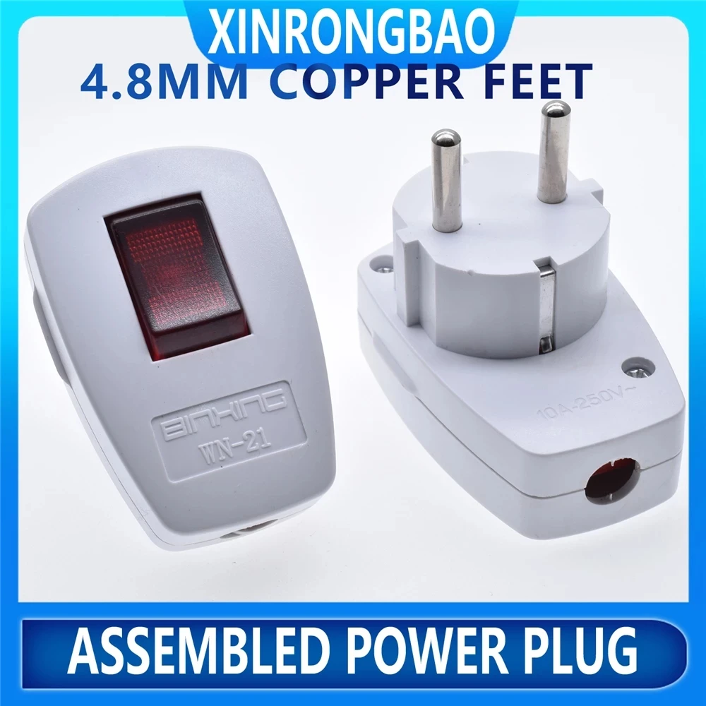 Enchufe Schuko eléctrico macho de la UE con interruptor de encendido/apagado reemplazo recargable AU Reino Unido adaptador europeo convertidor de enchufe de cable de salida de CA