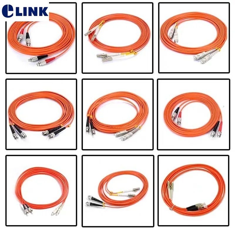 Cable de conexión de fibra óptica SC-SC-LC-LC-FC-FC-ST-ST 62.5/125um OM1 dúplex 2,0mm 3,0mm puente de fibra óptica ftth cable de parche IL 0,3dB