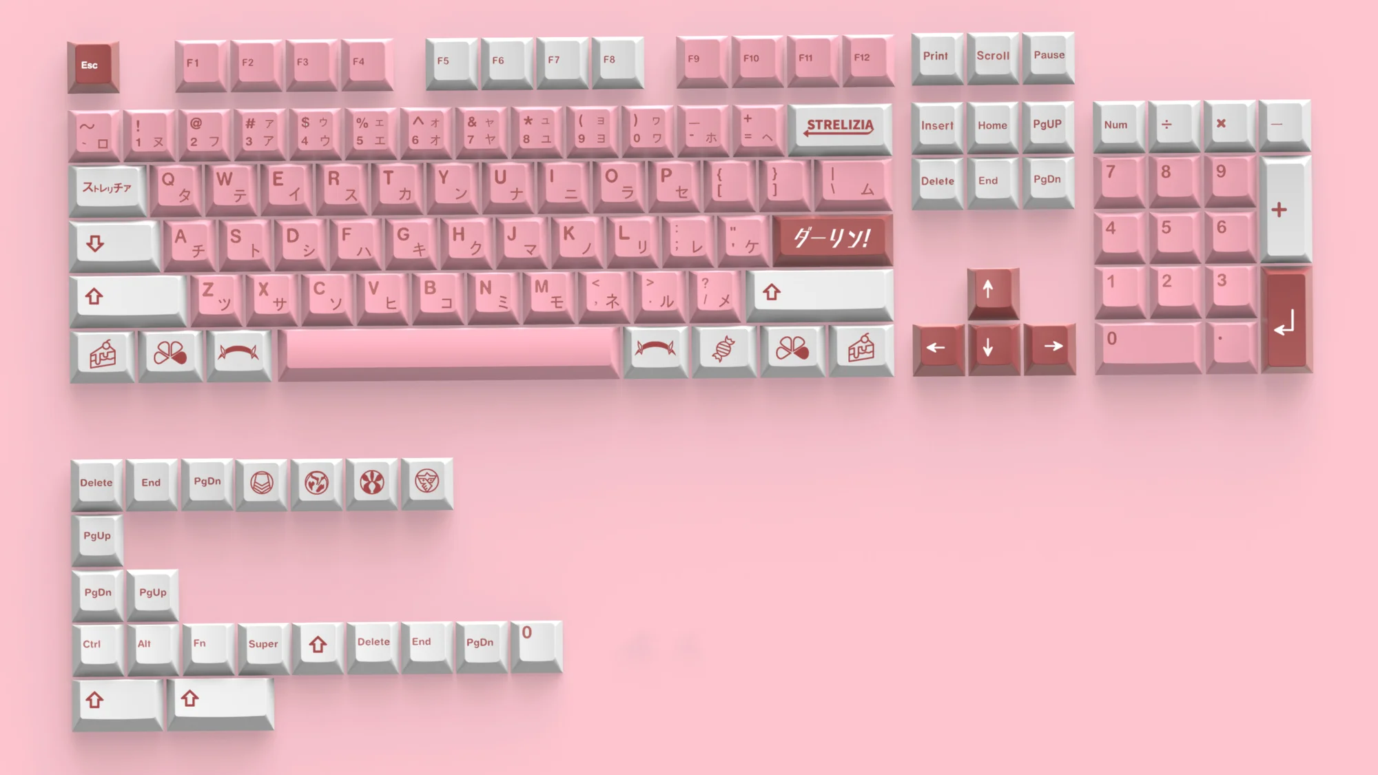 Juego de teclas Iceberg Darling para teclado mecánico, teclas de sublimación de tinte PBT para interruptor MX, perfil Cherry, 1 Juego - imagen 2