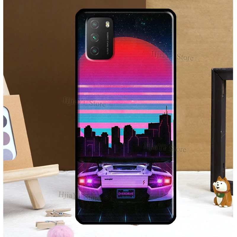 Neon Retrowave 80s funda de arte vintage para POCO F3 M4 M3 X4 GT X3 Pro funda para Xiaomi Mi 12 Pro 12X Mi 11 Lite 10T 11T Pro - imagen 2