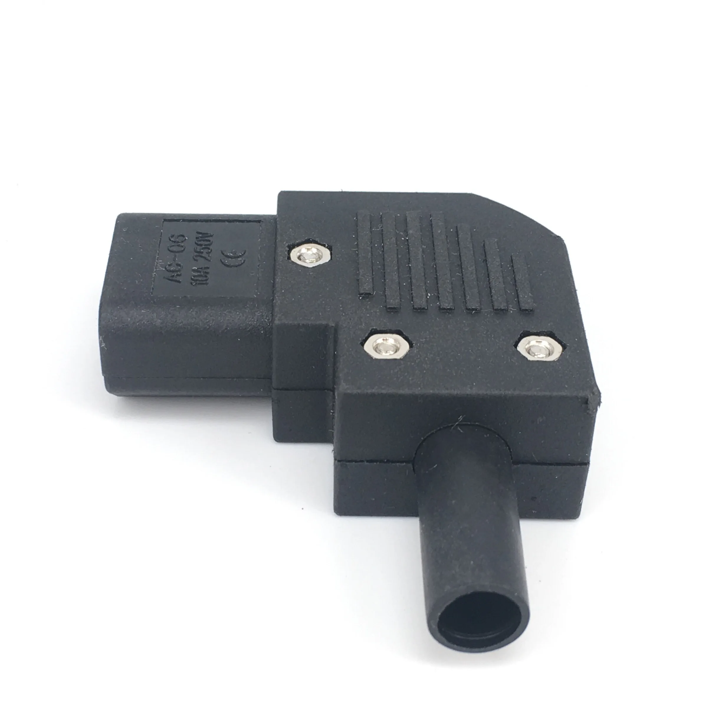 Conector de montaje de cable de alimentación IEC 320 C13, adaptador de CA hembra C13 en ángulo de 90 grados, 10A, 250V, macho IEC 320 C14 - imagen 3