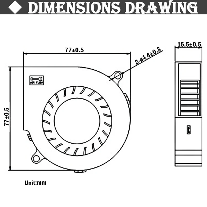 Gdstime-ventilador de escape de refrigeración, radiador de disipador de calor sin escobillas, Turbo centrífugo de CC, 75mm, 5V, 12V, 24V, 2 pines, USB, 75x75x15mm, 2 piezas - imagen 5