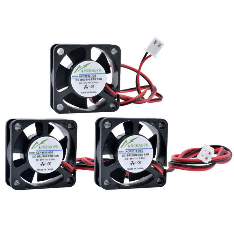 ACP3010 3cm 30mm ventilador 30x30x10mm DC5V 12V 24V 2 cables 2 pines ventilador de refrigeración miniatura y ultrafino para impresora 3D enrutador USB - imagen 5