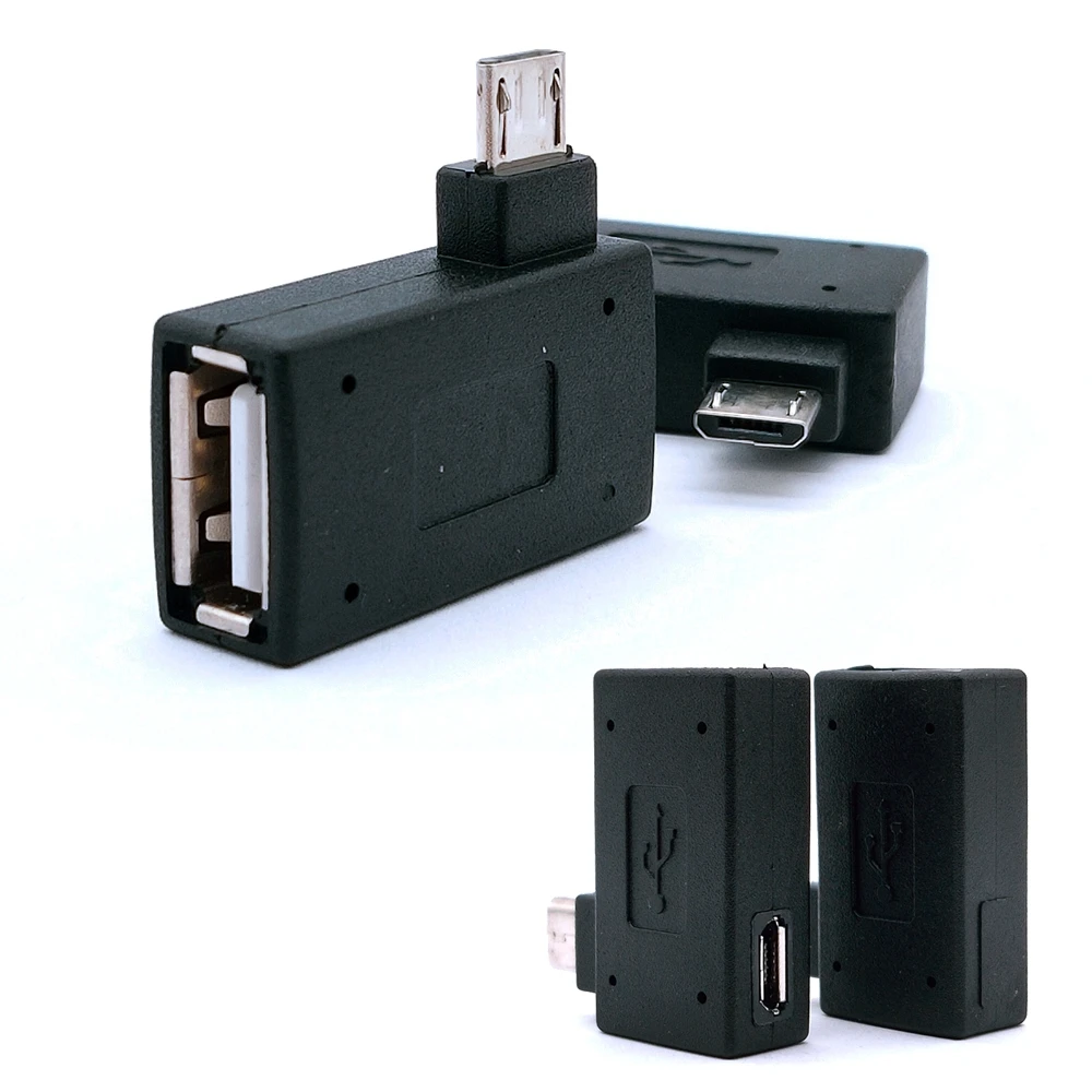 Adaptador Micro USB 2,0 OTG en ángulo izquierdo/derecho de 90 grados para teléfono móvil, tableta, conector de alimentación micro hembra - imagen 2