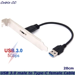 Cable USB 3.0 A macho a USB-C hembra para montaje en panel