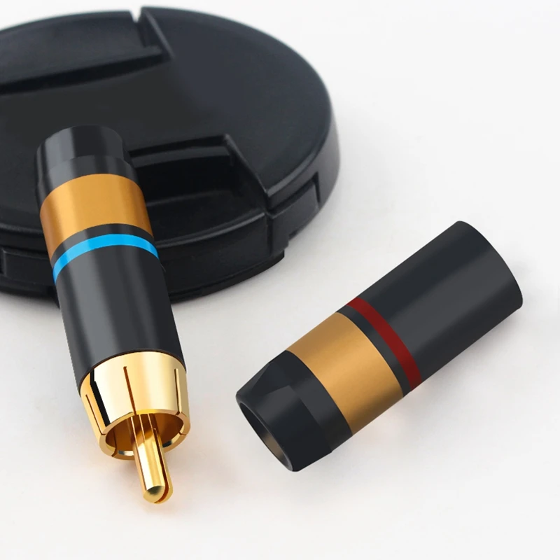 Hifi 4 Uds chapado en oro RCA Lotus Plug Cable de señal Coaxial accesorios para amplificadores de potencia 8,5 MM - imagen 5
