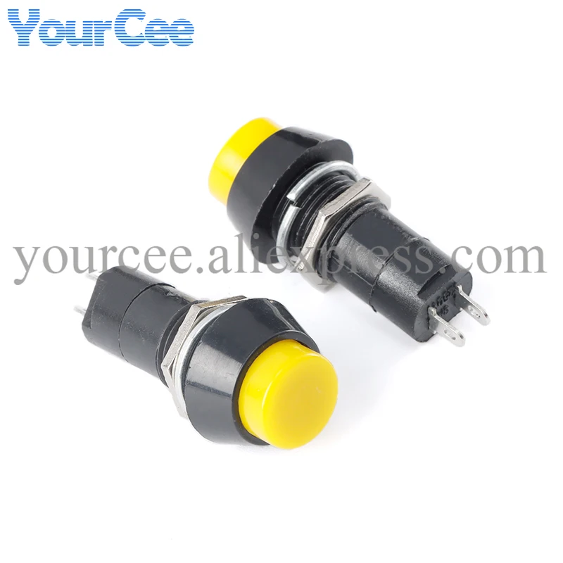 Interruptor de botón de bloqueo automático de 7/12mm PBS-11A PBS-11B interruptor redondo reinicio sin bloqueo autorecuperación 3A 250VAC 2 pines 6 colores PBS-110 - imagen 5