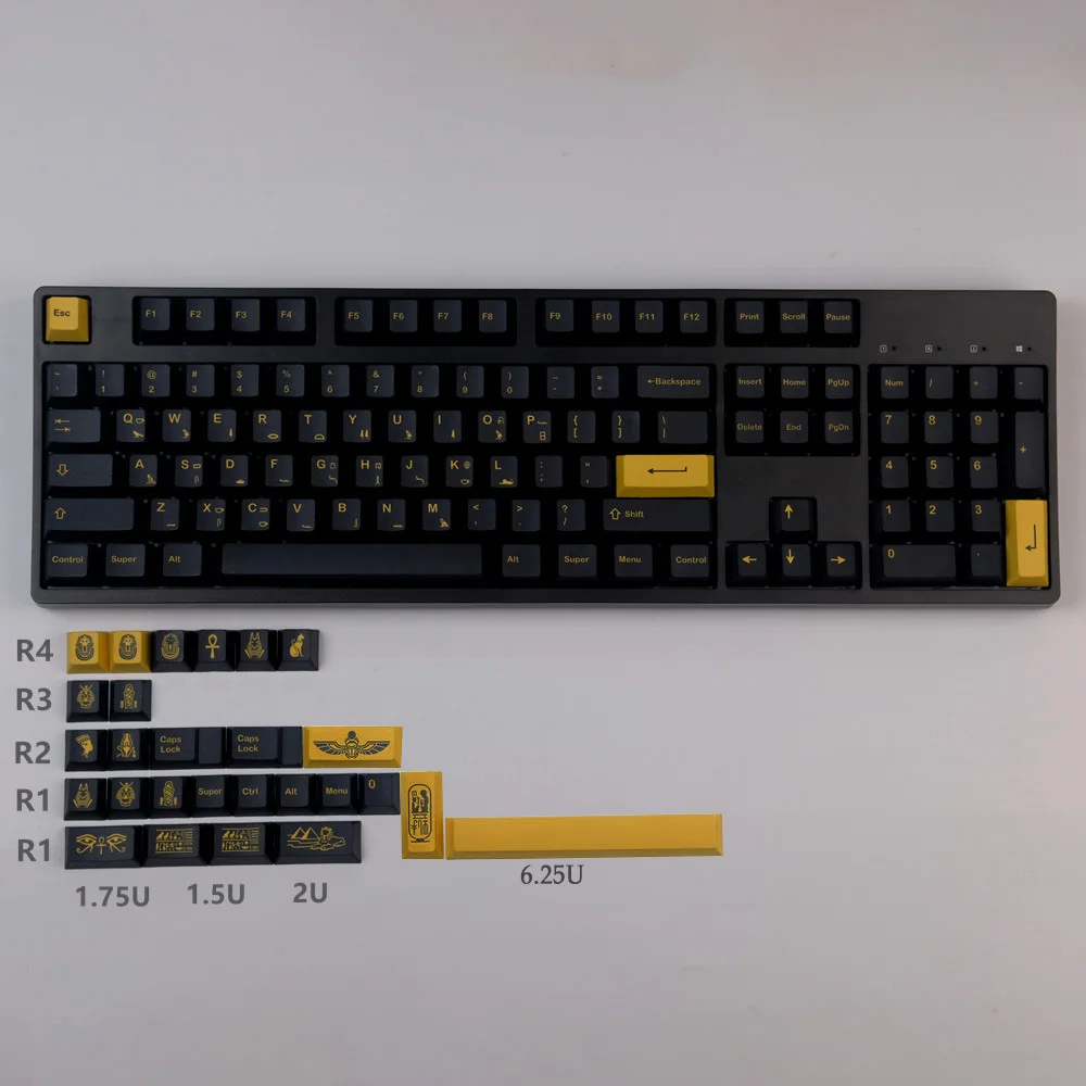 GMK-teclas militares de color negro y amarillo, accesorio sencillo con personalidad, 131 teclas, PBT, sublimación, teclados mecánicos, perfil de cereza - imagen 2