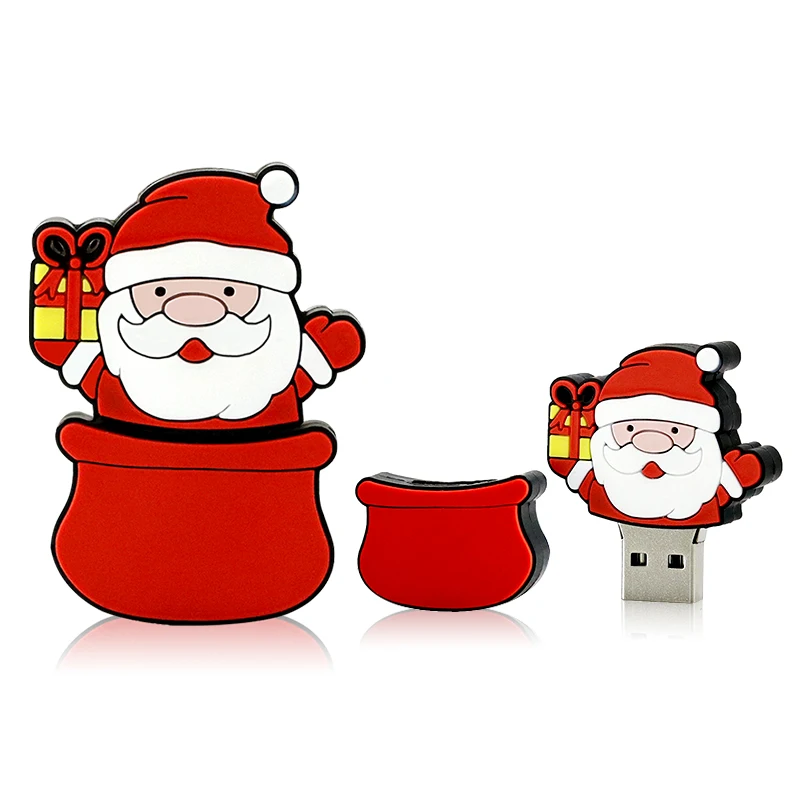 Unidad Flash USB, Pendrive de dibujos animados de Papá Noel, árbol de Navidad, alce, ciervo, 4GB, 8GB, 16GB, 32G, 64GB, regalo de Navidad - imagen 3