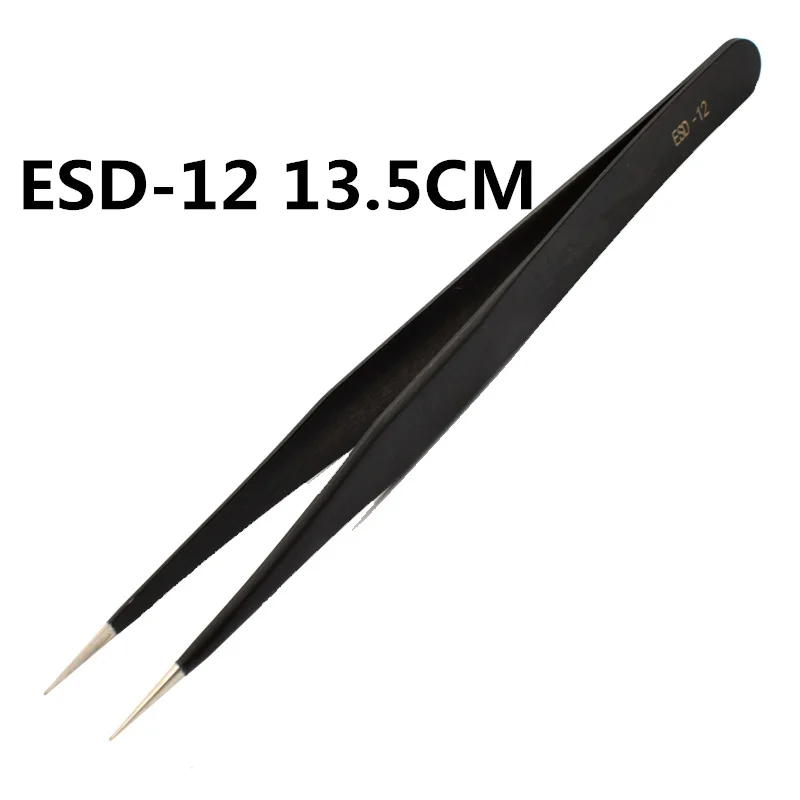 Juego de pinzas industriales de acero inoxidable antiestáticas, herramientas de reparación de teléfonos móviles, pinzas de precisión ESD ESD10 a ESD15, 1,5mm - imagen 4