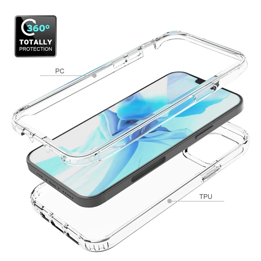 Funda trasera transparente de protección de silicona 2 en 1 a prueba de golpes para iPhone 16 15 13 12 11 14 Pro Max XR XS MAX X SE 6 7 8 Plus - imagen 3