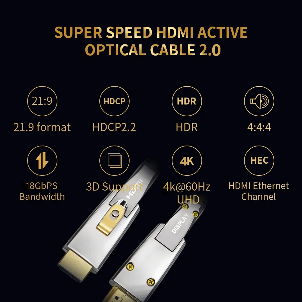 Cable de fibra óptica compatible con HDMI 4K, cable de ingeniería de Audio y vídeo de ultra alta velocidad 2,0b 18Gbps para ordenador proyector PS4 - imagen 3