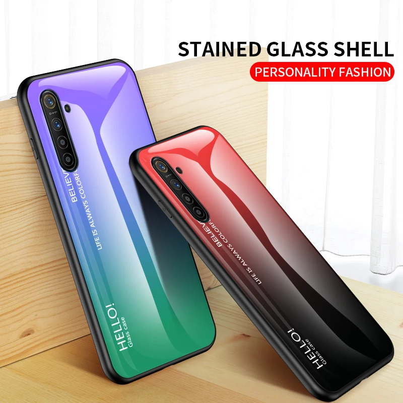Para OPPO Realme XT X2 1 2 3 5 Pro C2 funda trasera degradada de vidrio templado para oppo reno 10X Zoom 2Z ACE A5 A9 2020 F11 - imagen 4