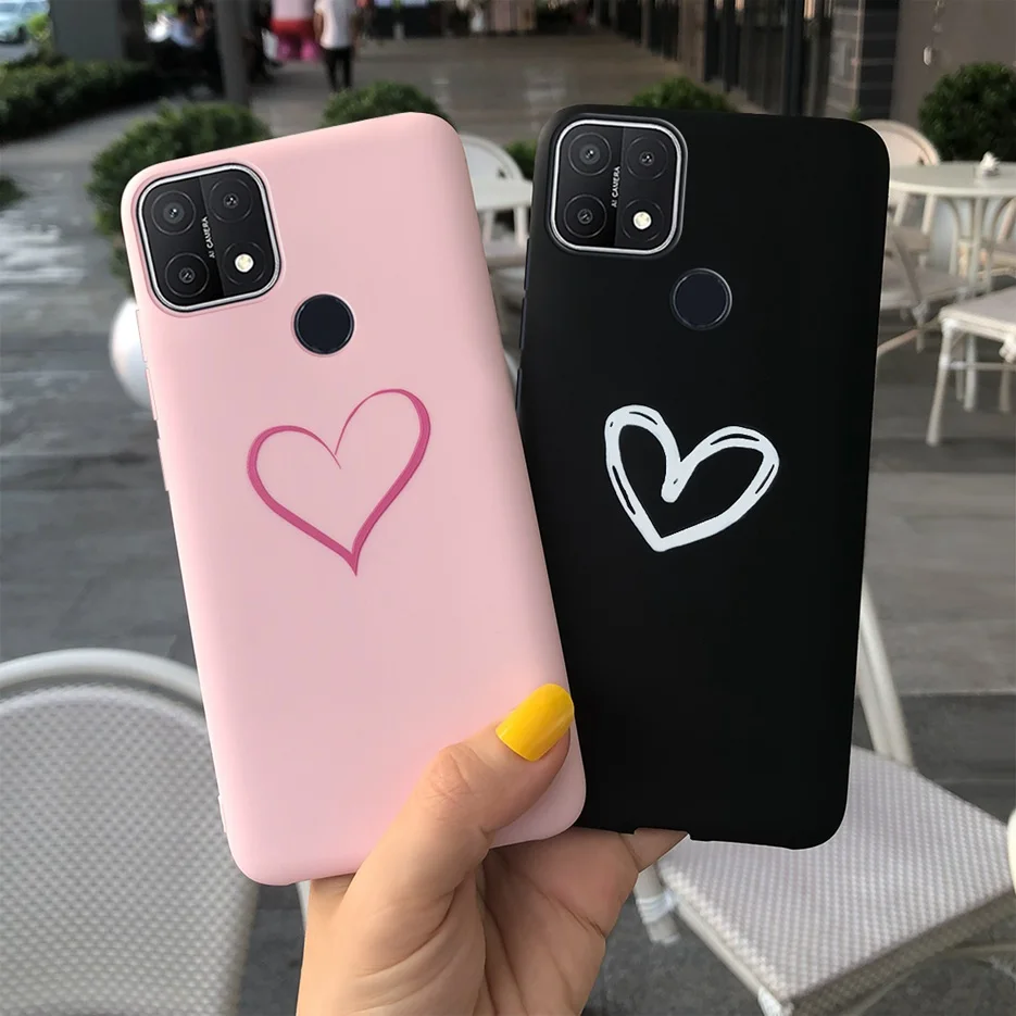 Funda de teléfono para OPPO A15, carcasa suave y delgada con corazón de amor, carcasa trasera de 6,52 pulgadas para Oppo A15, CPH2185
