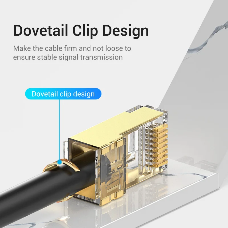 Conector RJ45 Cat8 - Vista del clip de milano
