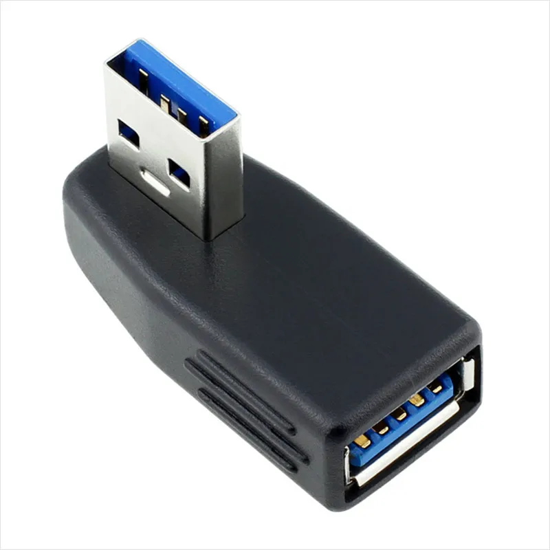Adaptador de conector USB 3,0 en ángulo recto 90 Adaptador de extensión macho a hembra