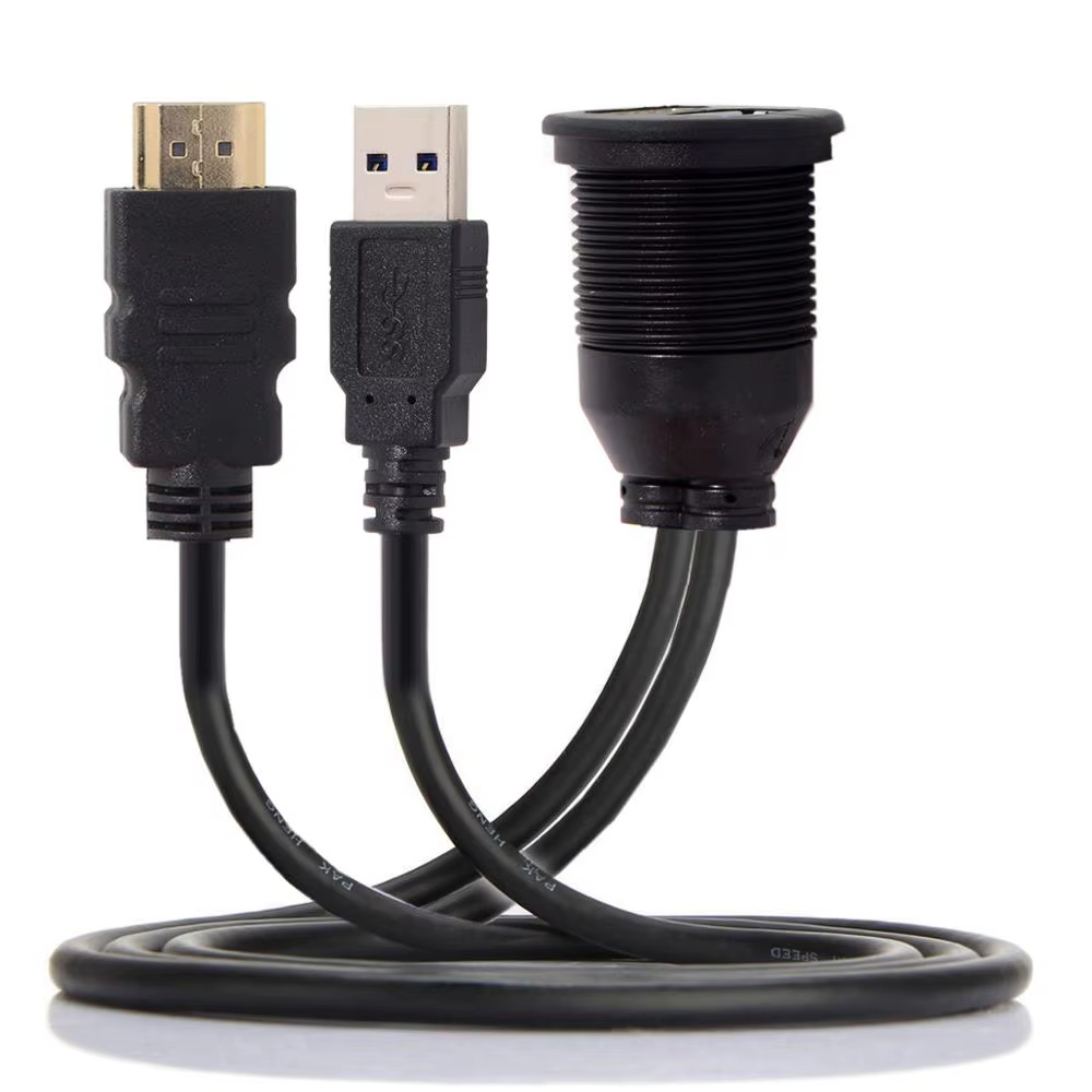 Panel USB HDMI Coche Moto – Empotrado Impermeable - imagen 5