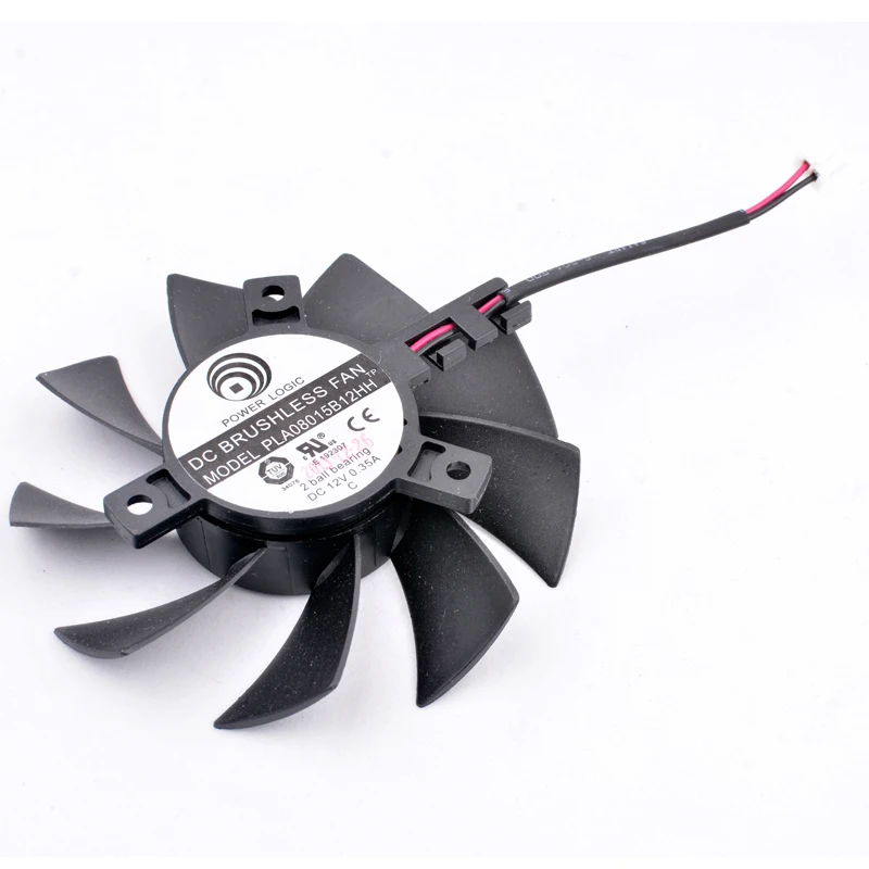 PLA08015B12HH diámetro 75mm, agujero de paso 40mm DC12V 0.35A 4 líneas 4pin ventilador de refrigeración de rodamiento de bolas doble para tarjeta gráfica - imagen 4
