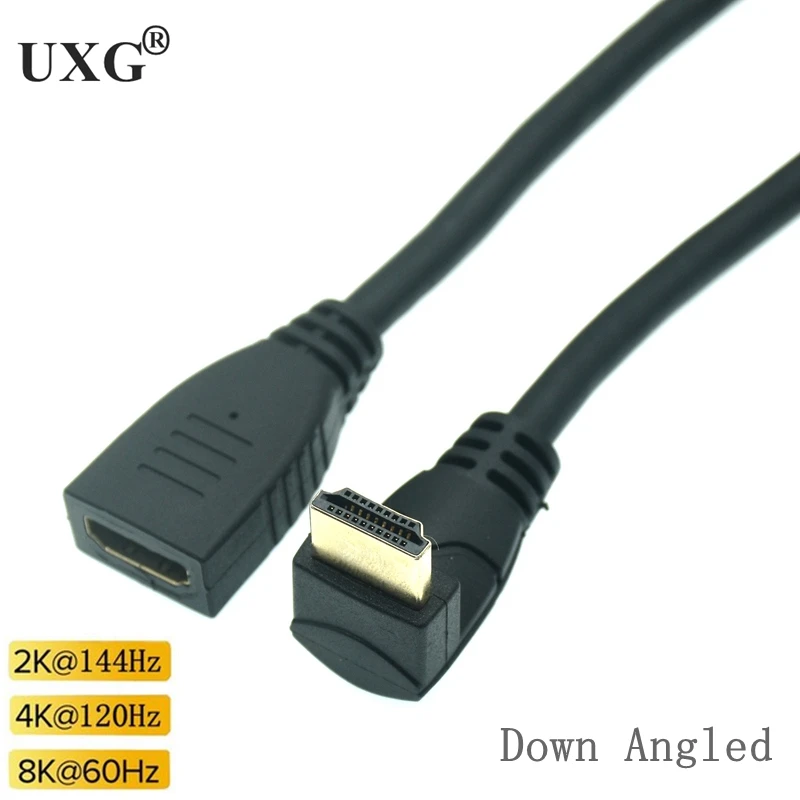 Cable HDMI macho a hembra en ángulo recto de 90 grados, 4K, 120HZ, 8K, UHD, HDR, 48Gbps, compatible con HDMI para proyectores PS4 HDTV - imagen 3