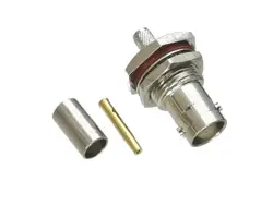 Conector BNC Hembra Coaxial 50Ω – Tuerca Engarce para RG58 RG142