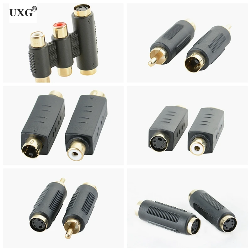 S-VIDEO de 4 pines macho a TV RCA AV macho a hembra, Cable de enchufe M a F PIN S, adaptador de vídeo