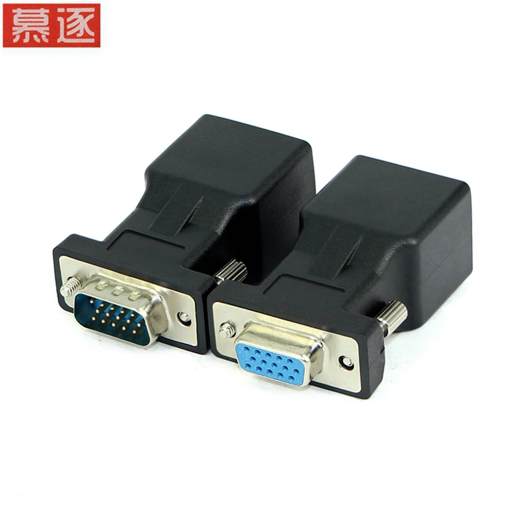 1 par de extensor Von VGA Kopf Zu LAN RJ45 Cat5 Cat6 20M Adaptador Netzwerk Kabel VGA Verlängerung Linie - imagen 2