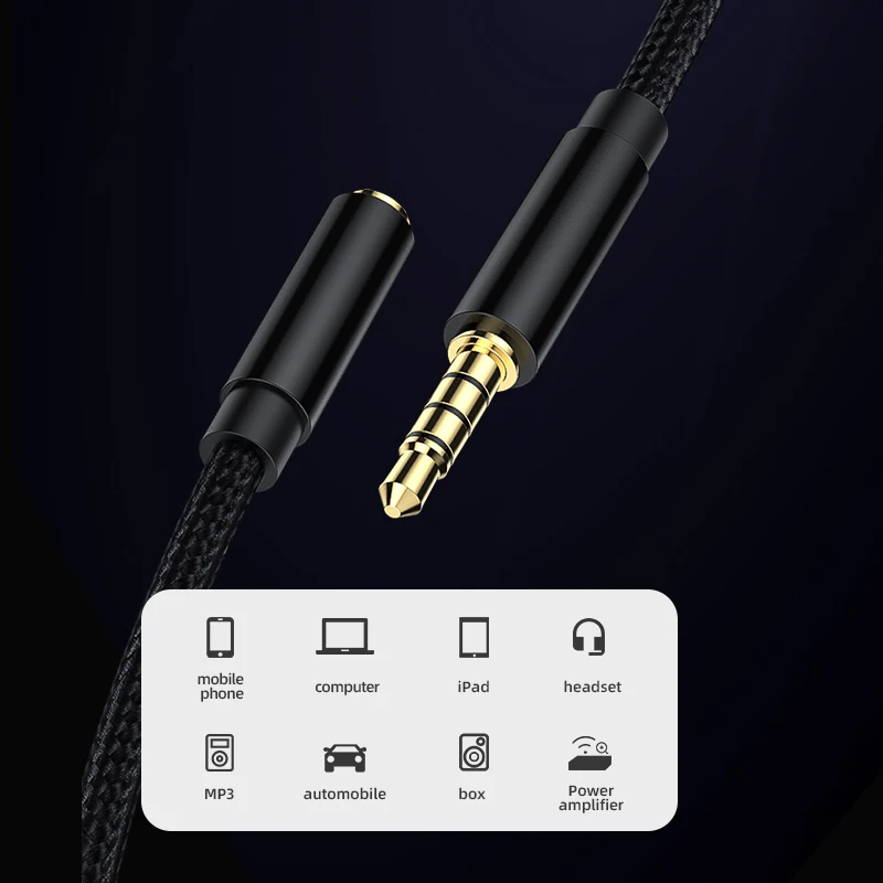 Cable de extensión de Audio para Huawei P20 Lite, conector auxiliar estéreo de 3,5mm para auriculares, Xiaomi Redmi 5 Plus y PC, kebss Jack de 3,5mm - imagen 3