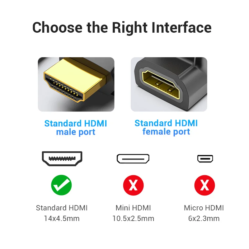 Adaptador Vention HDMI 270 ángulo recto de 90 grados HDMI macho a HDMI hembra convertidor para PS4 HDTV HDMI Cable 4K HDMI 2,0 extensor - imagen 4