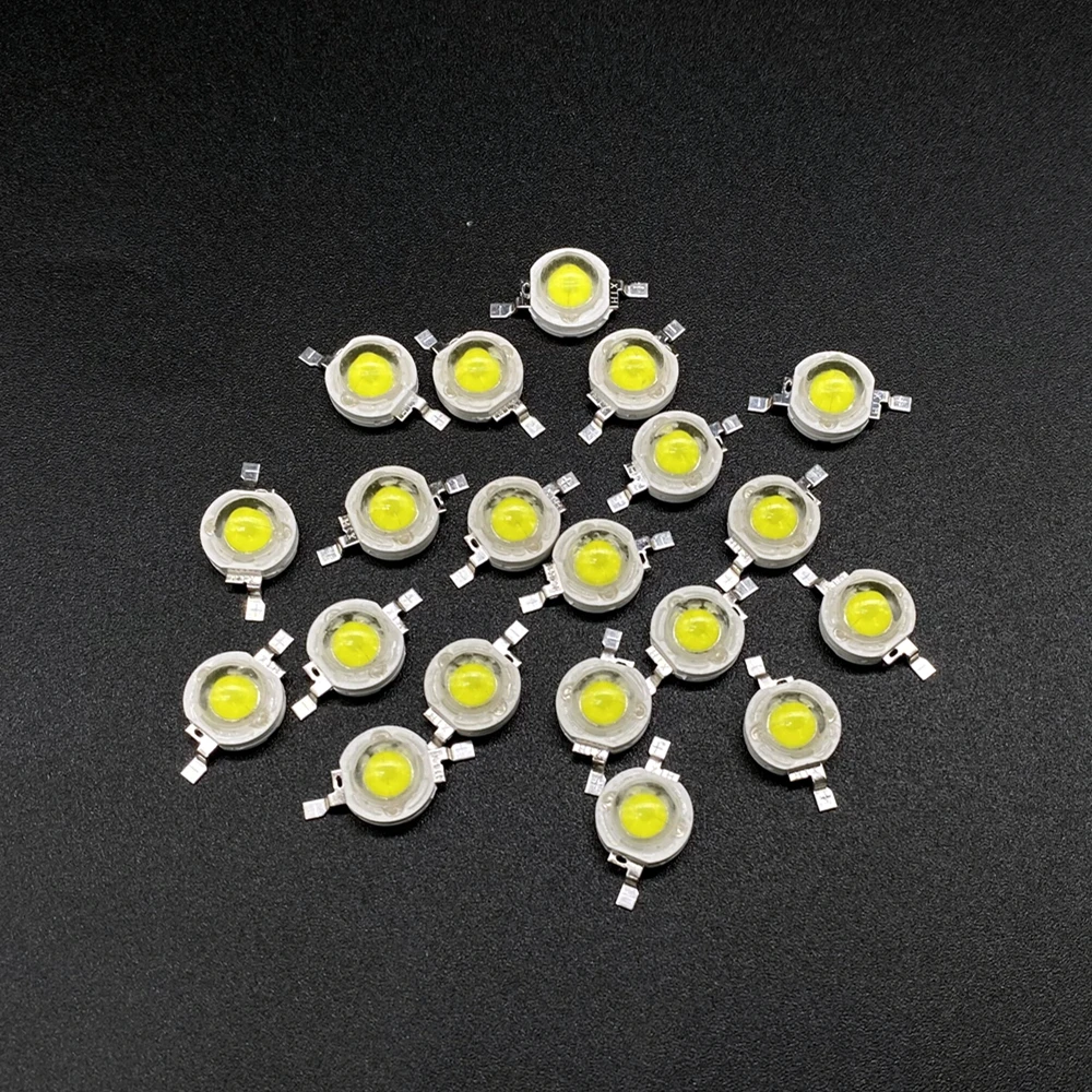 Diodos LED de alta potencia, 1 W, blanco, ultrabrillante, 3000K, 100-120LM, brillo, 1 vatios, 3V, 20 unidades