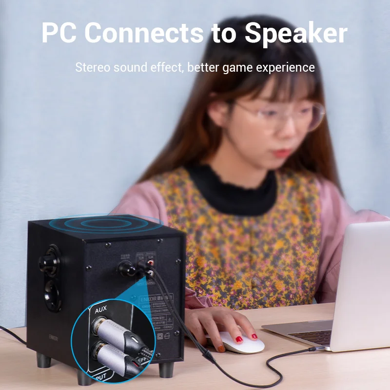 Cable Vention 3,5mm a 2RCA – Audio Estéreo para Cine en Casa - imagen 5
