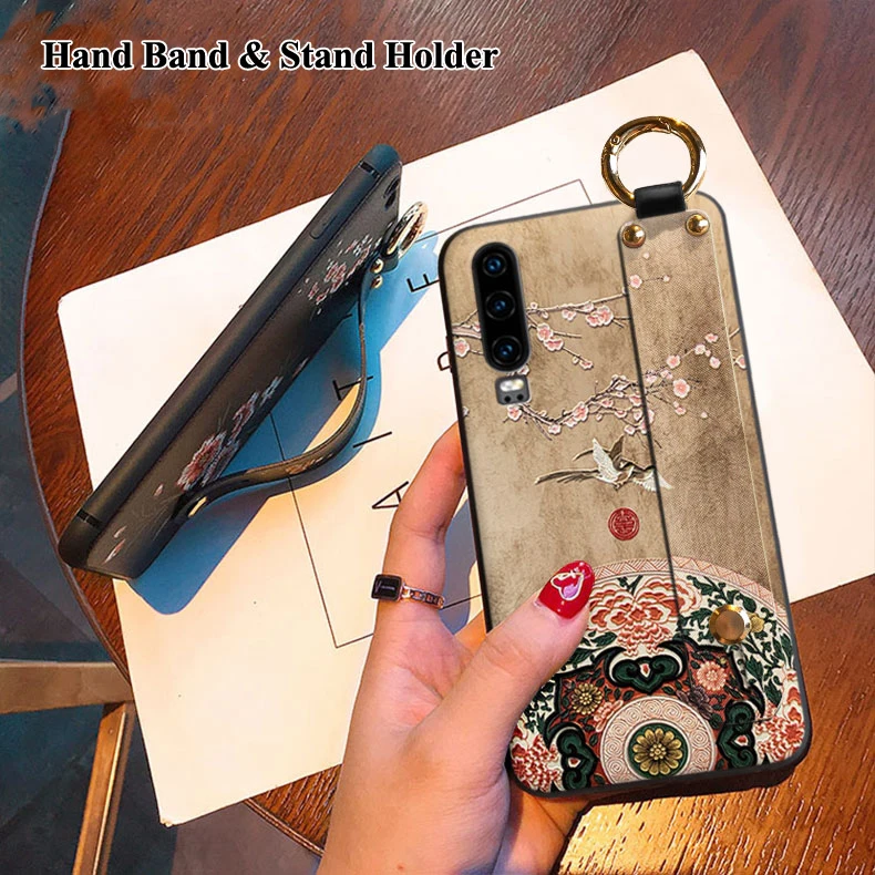 Funda en relieve 3D para Huawei Mate 30 20 Pro Lite 20X P40 P30 P20 Nova 5T 3e 3i Honor 30i 20S V30 9X 8X 7X 10 Funda con banda de mano - imagen 4