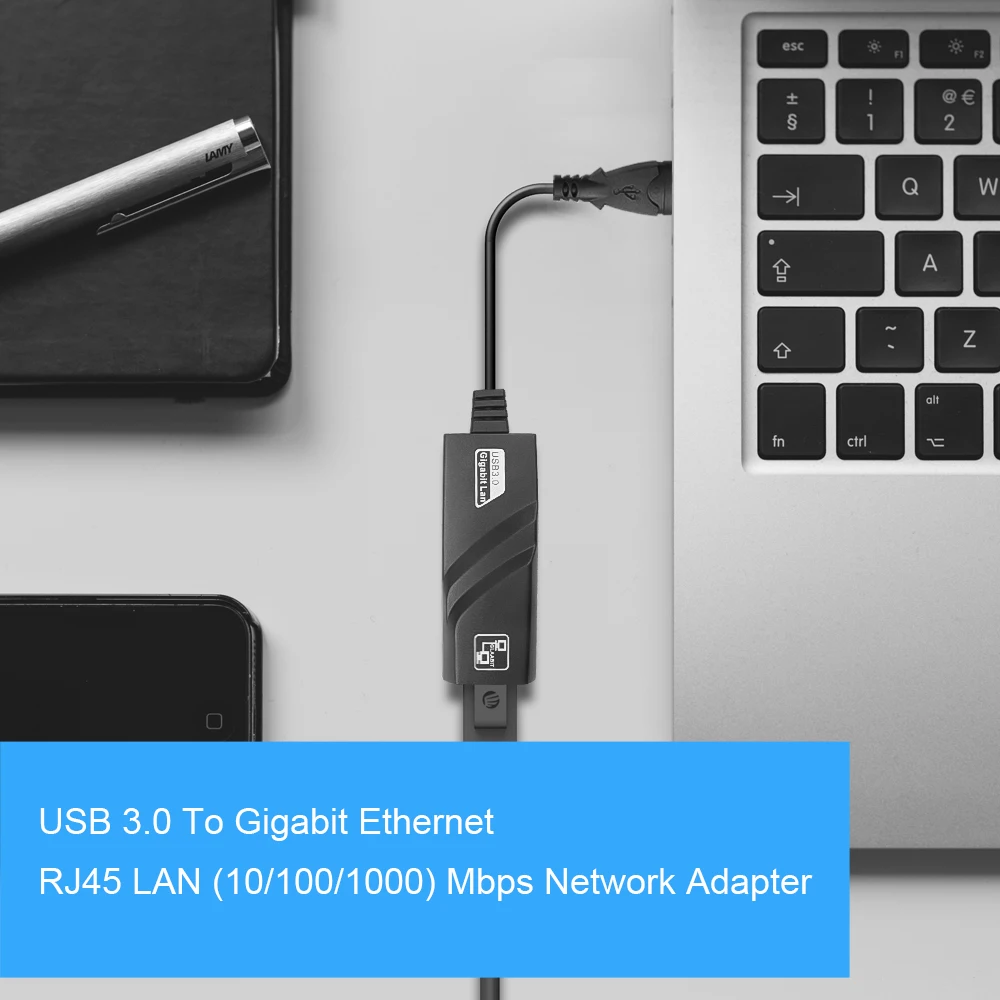 Adaptador USB 3,0 con cable USB TypeC a Rj45 Lan Ethernet, tarjeta de red RTL8153 para PC, Macbook, Windows y portátil, 10/100/1000Mbps - imagen 4