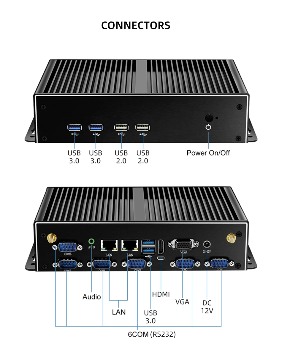 XCY Mini PC Industrial Sin Ventilador i7 5500U Doble LAN COM - imagen 4