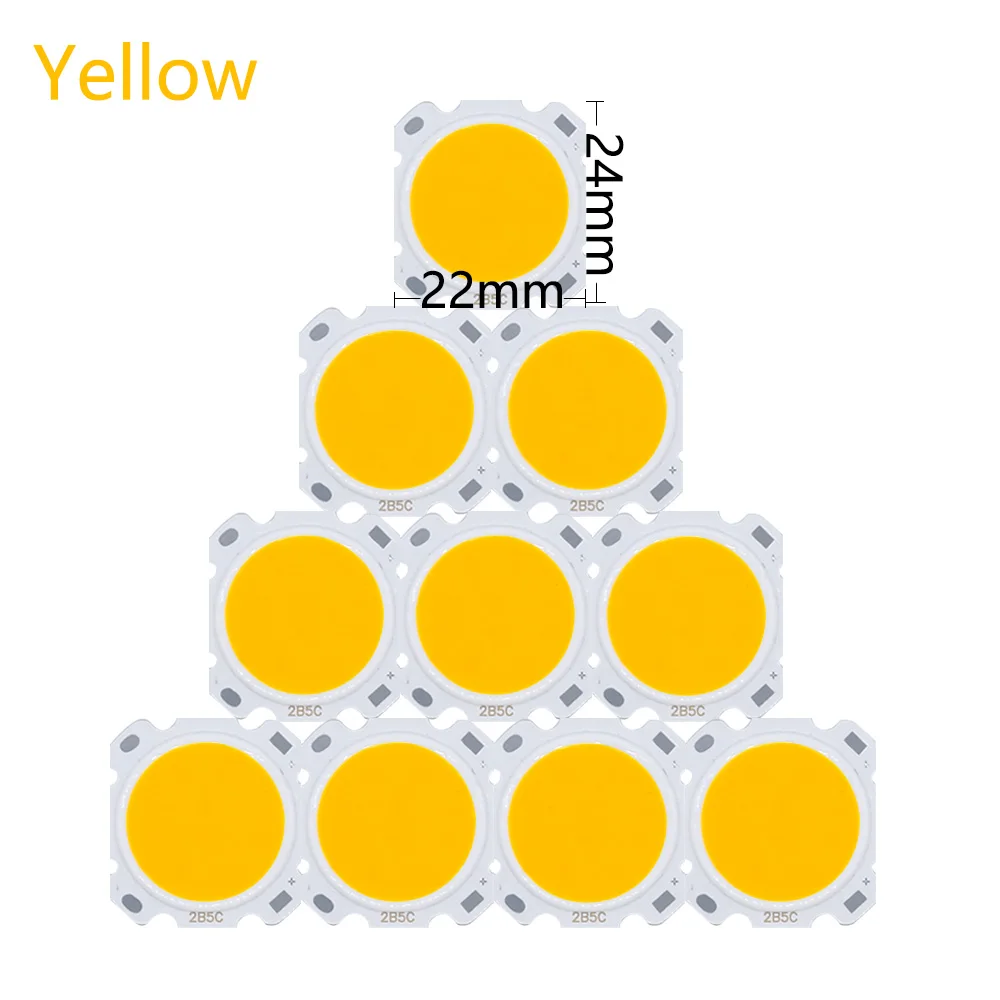 Chip de luz LED COB de 3W y 5W, accesorios de iluminación para lámpara, verde, azul, rojo, amarillo, 28MM, lote de 10 unidades - imagen 5