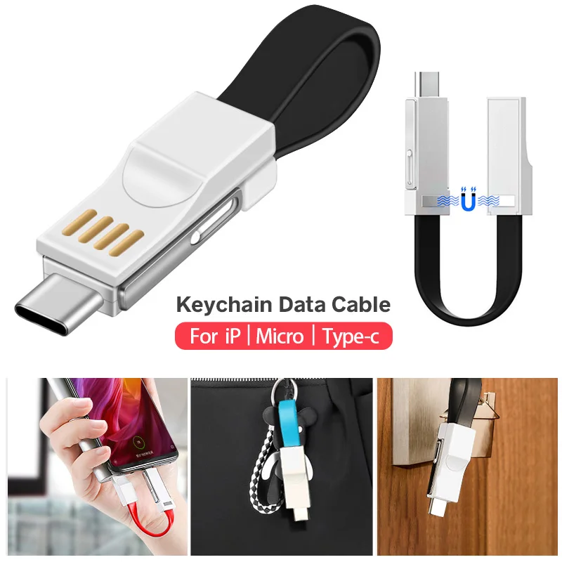 McGiLLon-Cable Micro USB tipo C para iPhone, Samsung, Xiaomi, teléfono móvil Android, Mini llavero corto portátil, Cable de sincronización de datos - imagen 5
