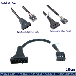 Adaptador Cable USB 3.0 a USB 2.0 Macho-Hembra Placa Base 20-9 Pines