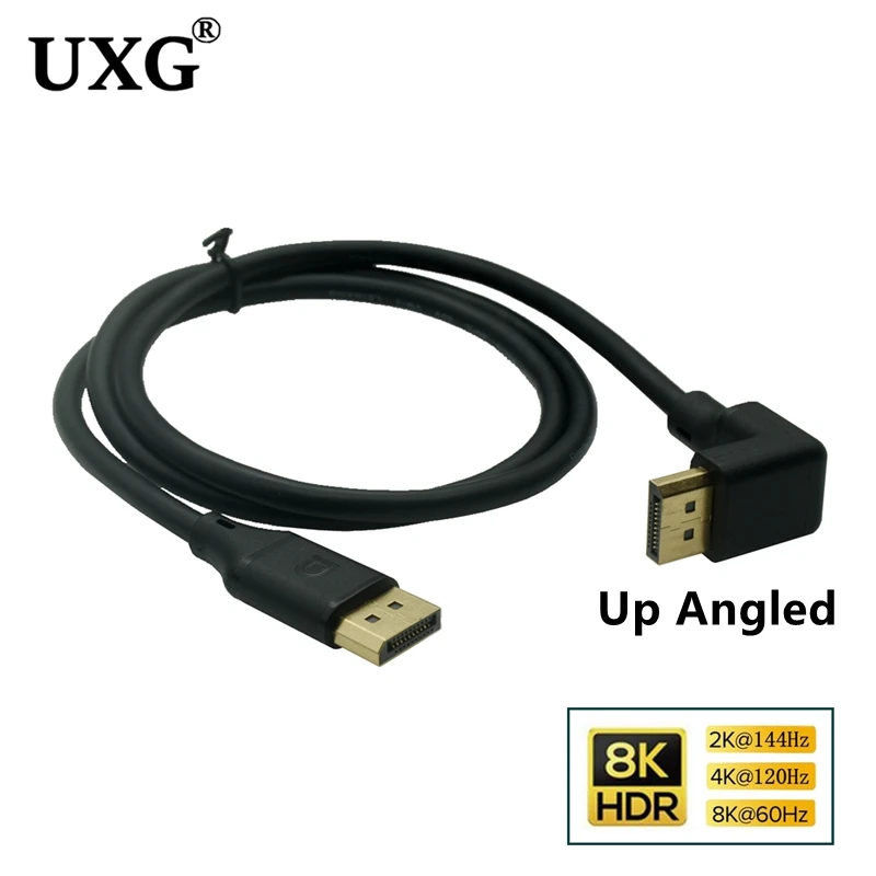 Cable DisplayPort DP 1,5 v, 3M, 1,4 M, 1M, 1,8 M, 90 grados, 8K, 60Hz, 4K, 2K, HDR, alta velocidad, 32,4 Gbps, 3D - imagen 2