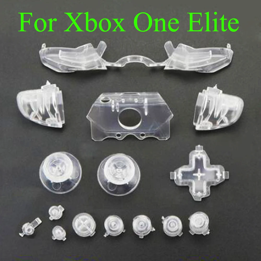 YuXi-juego completo de botones transparentes para mando de Xbox One Elite, disparadores de parachoques, reemplazo de botones d-pad LB RB LT RT