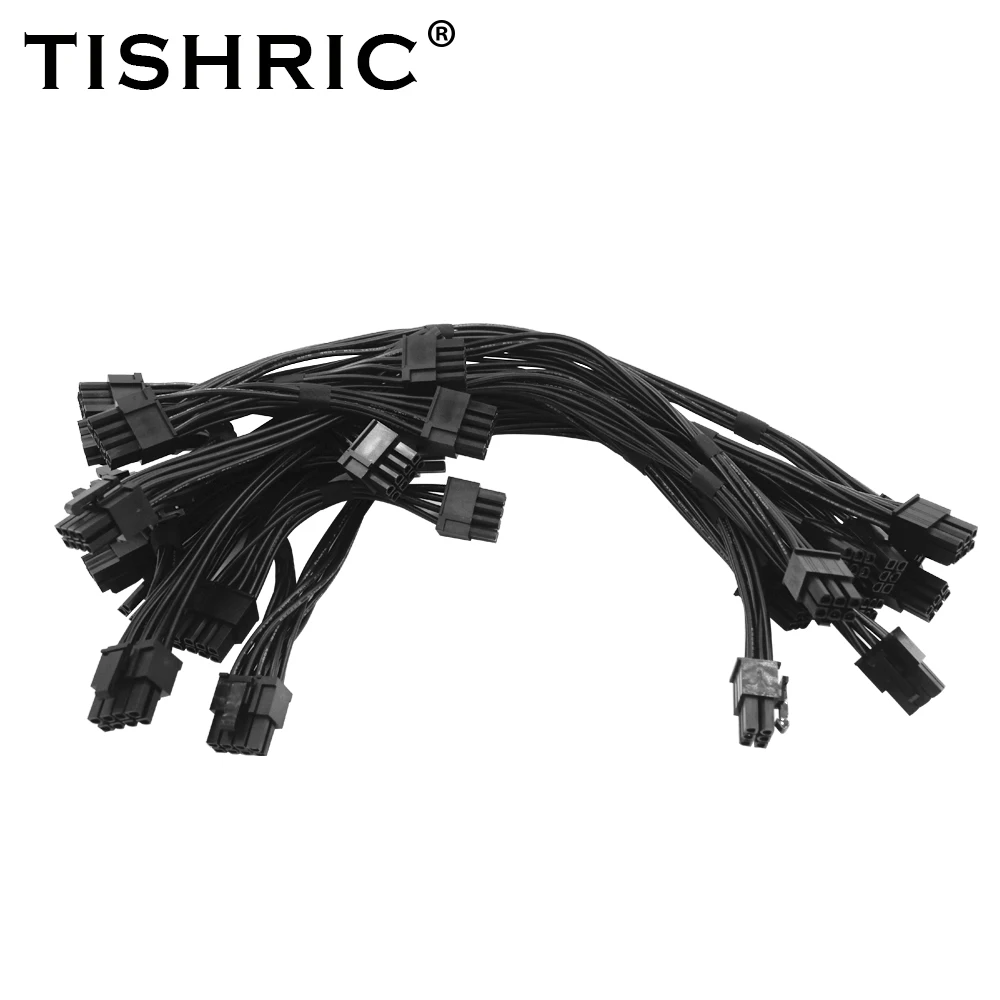 TISHRIC-Cable adaptador de tarjeta gráfica PCIE de 6 pines a doble 8 pines (6 + 2 pines), placa base, fuente de alimentación, Cable divisor