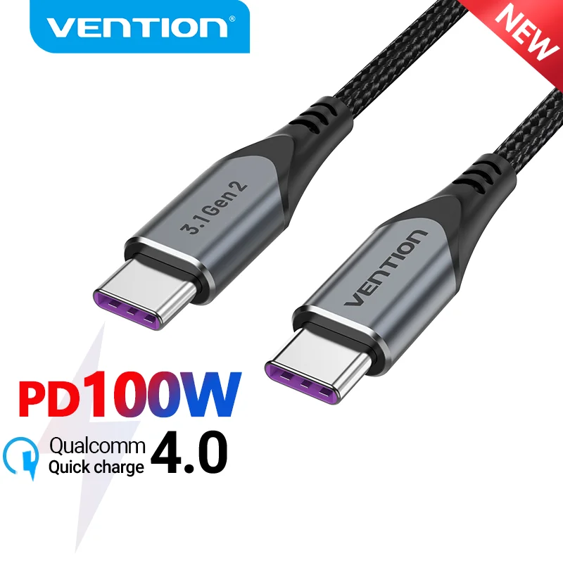 Vention-Cable USB tipo C a USB 3,1 para MacBook Pro, iPad Pro, Samsung S20, 4K, 5A, 100W