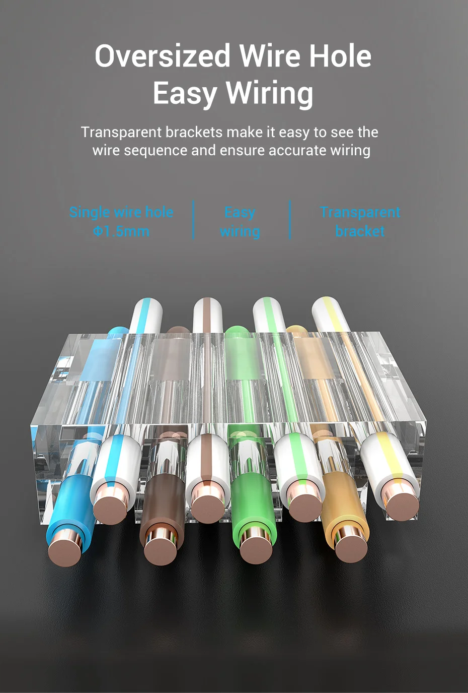 Conector RJ45 Cat8 - Contactos de tres puntas