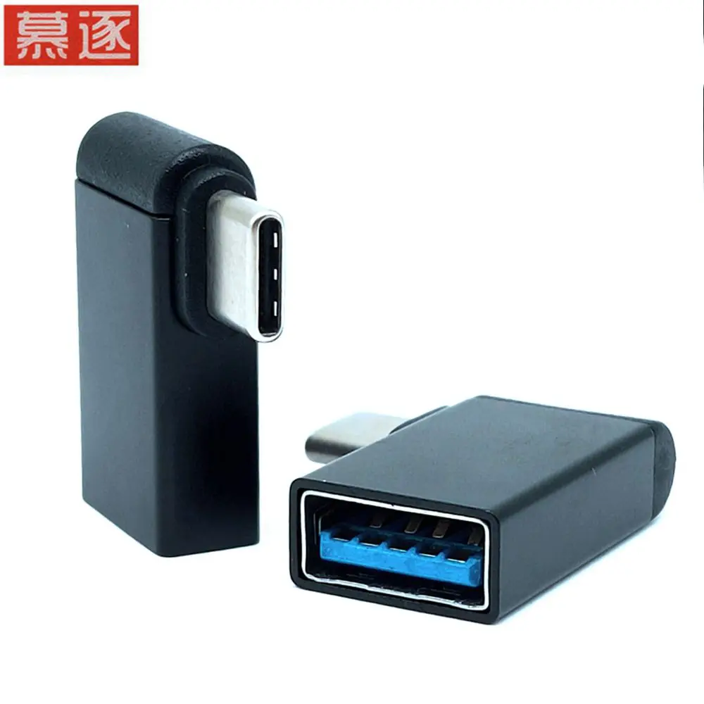 Convertidor OTG de datos para Macbook, unidad de disco duro de aluminio portátil de 90 grados, USB 3,1 tipo C a USB 3,0 hembra, para teléfono Android