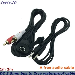 Cable de audio 3.5mm a 2 RCA impermeable macho para panel de vehículo