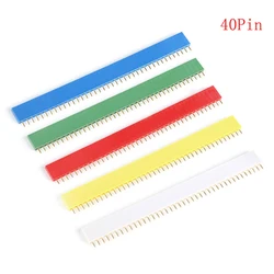 Cabezal de PIN hembra recto de una sola fila, Conector de tira de paso de 2,54 MM, 140, 40 p, 40 Pines, PCB, arduino, 10 Uds.
